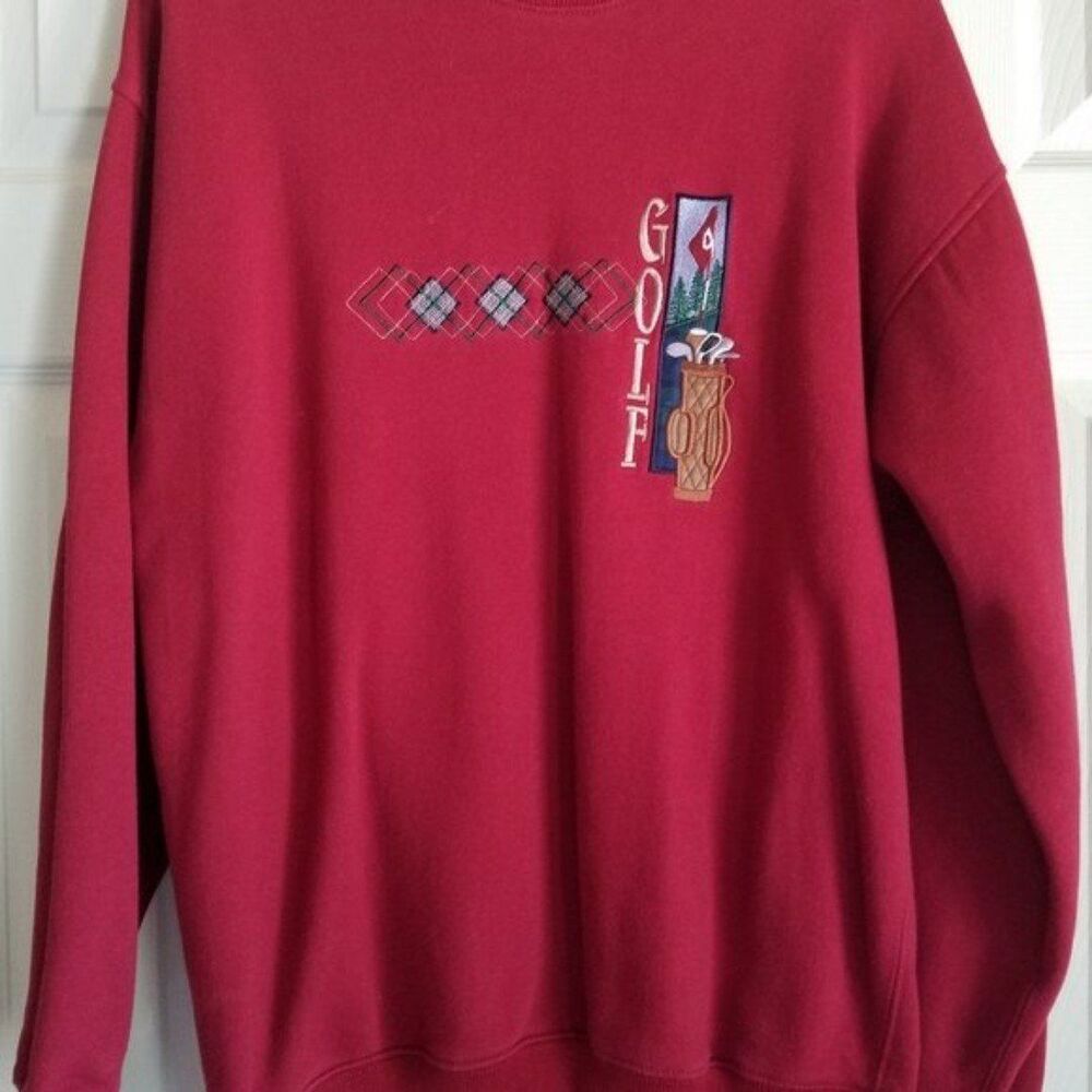 Red Golf Sweater Shirt Size Medium - Picture 3 of 5